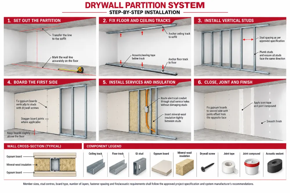 Drywall partition ideas UAE for modern offices and homes
