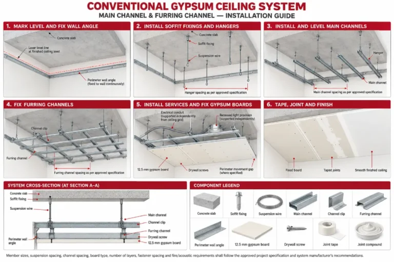 Gypsum board installation for UAE construction projects